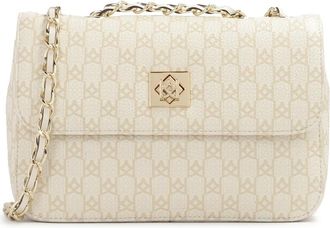 Kazar Stijlvolle leren handtas in beige print - Dames - Handtassen - Wit - ONE Size - Leer - Tassen