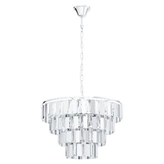 Loops Pendant Ceiling Light Colour Chrome Shade Clear Crystal Bulb E14 7x40W