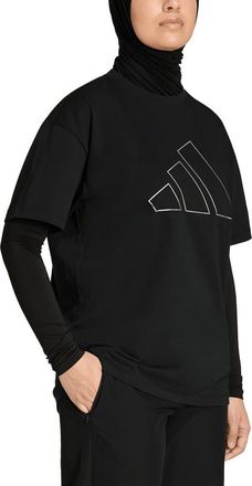 adidas Power Essentials Workout Oversize Logo T-Shirt in Black at Nordstrom Rack, Size X-Large
