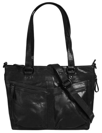 Spikes & Sparrow Shopper SPIKES & SPARROW, Damen, Gr. B/H/T: 37cm x 26cm x 8cm onesize, schwarz, Leder, vintage, Taschen Shopper, echt Leder