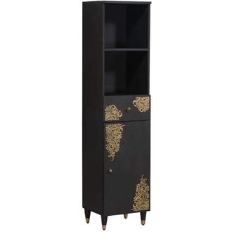 vidaXL Sideboard with Drawer Black 38 x 33 x 160 cm Solid Mango Wood vidaXL