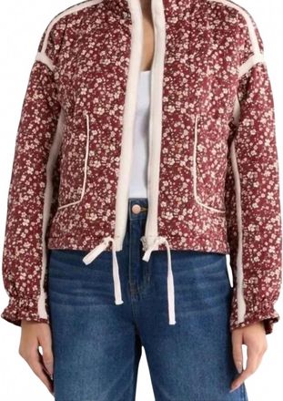 Blank NYC Cropped Quilted Floral Jacket In Budding Bordeaux