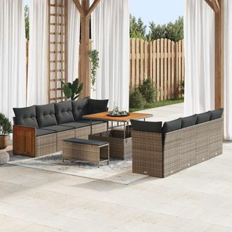 vidaXL Conjunto De Sof&aacute;s De Jard&iacute;n 11 Uds. 10-n&uacute;mero De Plazas Gris Vidaxl