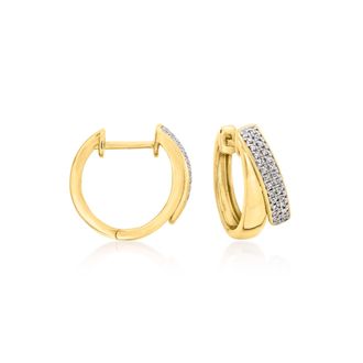 Ross-Simons Diamond Double-Hoop Earrings in 18kt Gold Over Sterling
