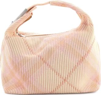 Burberry Peg Handle Bag Knit Check Fabric Medium hobo bag - Oranje