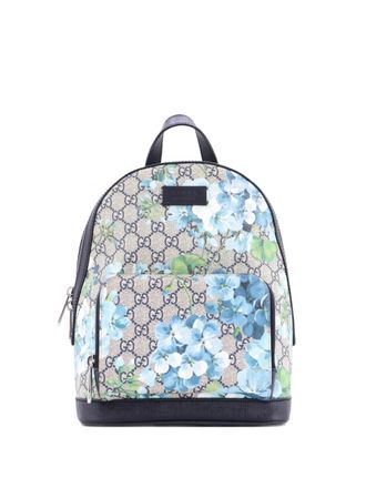 Gucci Zip Pocket Blooms Print GG Coated Canvas Small backpack - Blauw