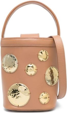 Waiwai Fairuz embellished tote bag - women - Linen/Flax/Calf Leather/Rattan Fibres - OS - Brown