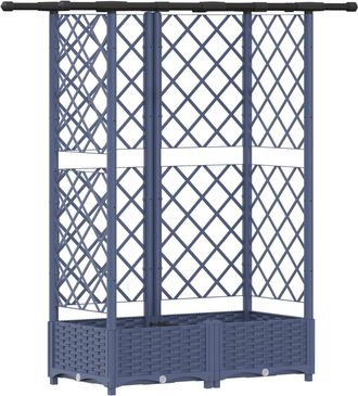 vidaXL Cama Elevada Con Trellis Y Techo Gris 124 X 40 X 121 Cm Pp Vidaxl
