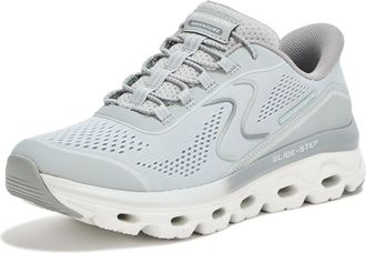 Skechers Womens Glide Step Sole Hands Free Slip-ins Sneaker, Light Gray, 5