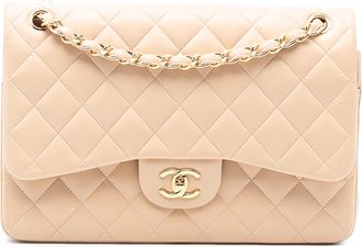 Chanel Pre-owned Womens Jumbo Classic Lambskin Double Flap - Peach Leather - One Size