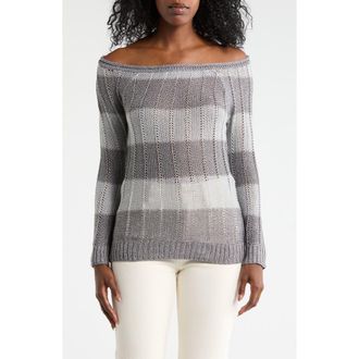 Forgotten Grace Stripe Long Sleeve Top in Silver at Nordstrom Rack, Size X-Large
