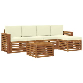 vidaXL Conjunto De Sof&aacute;s De Exterior Con Coj&iacute;n 6 Pcs Natural Y Crema Vidaxl