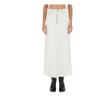 Maison Margiela Denim Skirts, female, White, Size: 2XS Denim Midi Skirt