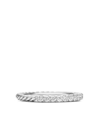 David Yurman 18kt witgouden Cable Collectibles ring met diamant (2mm) - Zilver