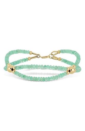 Bony Levy 14K Gold Iris Emerald Beaded Line Bracelet in Yellow Gold at Nordstrom, Size 7