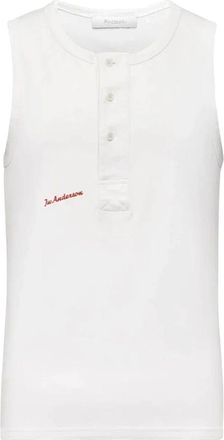 J.W.Anderson T-shirt met logo-borduursel - Heren - Tops zonder mouwen - Wit - S - Katoen - Tops