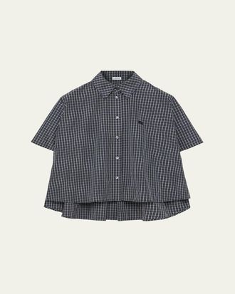 Loewe Check Cotton Short-Sleeve Trapeze Shirt