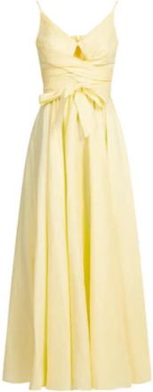 Zimmermann Sleeveless Tie-Waist Midi Dress - Dames - Feestkleedjes - Geel - XS - Kleedjes