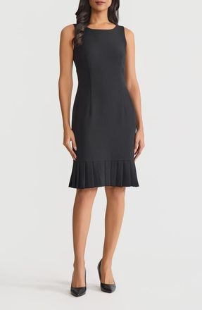 Kasper Pleated Hem Sleeveless Sheath Dress in Black at Nordstrom, Size 4