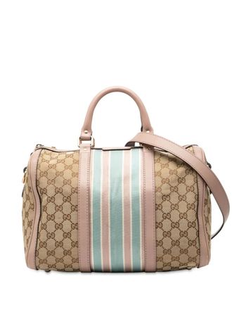 Gucci 2000-2015 Medium GG Canvas Web Joy Boston Bag satchel - women - Calf Leather/Canvas/Leather - One Size - Brown