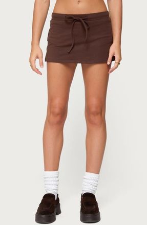 Edikted Bayside Stretch Cotton Micro Skort in Brown at Nordstrom, Size X-Small