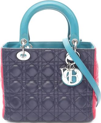Dior 2000s Lady Dior cannage leather tote bag - Blue