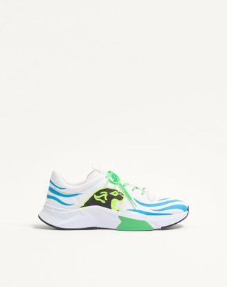Valentino Garavani Sneaker Low-Top Panther Blaze In Tessuto Ripstop Uomo BIANCO/AZZURRO 40.5