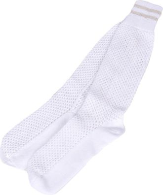 Brunello Cucinelli White Hand Knit High Calf Socks, Size Medium