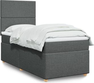 vidaXL Vidaxl - Cama Box Spring Con Colch&oacute;n Tela Gris Oscuro 90x190 Cm