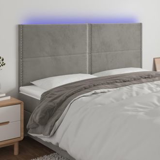 vidaXL Cabecero Con Luces Led Terciopelo Gris Claro 200x5x118/128 Cm Vidaxl