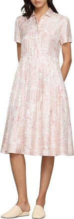 Lafayette 148 New York Landmarks Print Silk Twill Shirtdress in Dahlia Multi at Nordstrom, Size X-Small