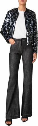 Akris Dot Sequins Ribbed Bomber Jacket In Black