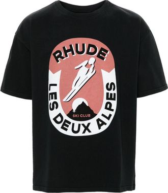 Rhude logo-print cotton T-shirt - men - Cotton - S - Black