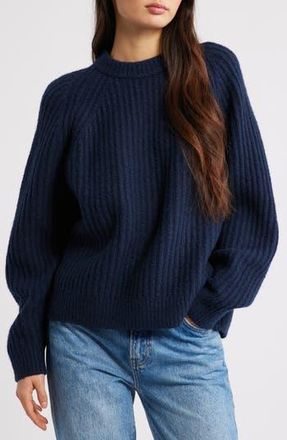 Madewell Rib Cotton Blend Sweater in Deep Indigo at Nordstrom Rack, Size X-Small
