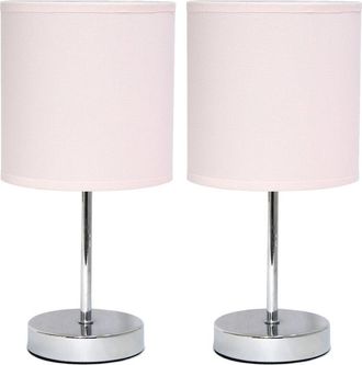 Lalia Home Chrome Mini Basic Table Lamp With Fabric Shade 2Pk Set