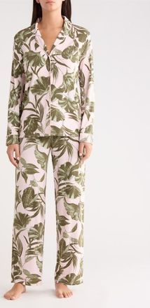 Nordstrom Moonlight Eco Knit Pajamas in Pink- Olive Sketch Tropic at Nordstrom, Size X-Large