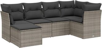vidaXL Set De Muebles De Jard&iacute;n 6 Pzas Y Cojines Rat&aacute;n Sint&eacute;tico Gris Vidaxl