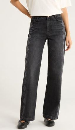 Damson Madder Sinclair Placement Arg Straight Leg Jeans in Grey at Nordstrom Rack, Size 10 Us / 14 Uk