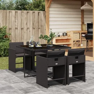 vidaXL Vidaxl Set Da Pranzo Da Giardino 5 Pz Nero Con Cuscini In Polyrattan