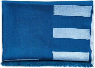 Studio Variously Harbor Blue Silk Merino Hand Woven Hand Embroidered Modern Artisanal Scarf at Nordstrom