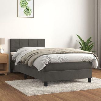 vidaXL Cama Box Spring Con Colch&oacute;n Terciopelo Gris Oscuro 90x190 Cm Vidaxl