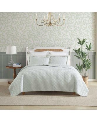 Laura Ashley Oxford Stripe Reversible Quilt Set