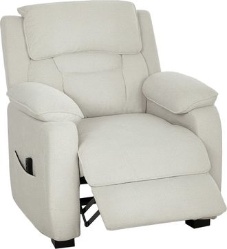 Mauro Ferretti Poltrona Reclinabile 150&deg; Effetto Velluto Con Poggiapiedi, Telecomando E Tasca Laterale, 96x90x103 Cm, Beige