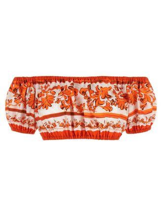 Dolce & Gabbana Orange Floral Off Shoulder Top