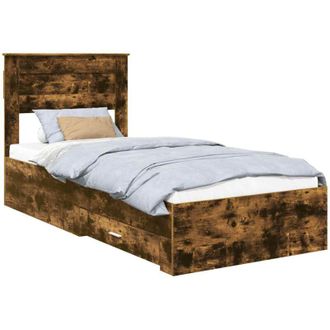 vidaXL Estructura De Cama Con Caj&oacute;n Roble Ahumado Y Plata 75 X 190 Cm Vidaxl