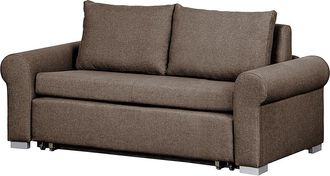 Mørteens home24 mooved Schlafsofa Latina II 2-Sitzer Braun Webstoff 165x90x90 cm (BxHxT) mit Schlaffunktion/Bettkasten Landhaus