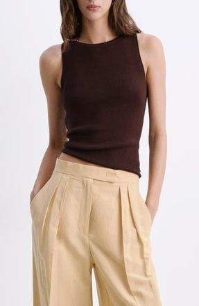 Mango Fine-Knit Boat Neck Top in Brown at Nordstrom, Size X-Small