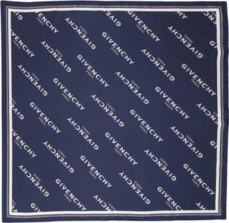 Givenchy Navy Blauw Schaduw Zijden Sjaal - Dames - Zijden sjaals - Blauw - ONE Size - Accessoires