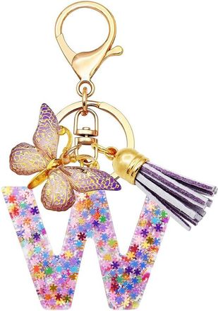 Generic Alphabet exquisite small gift charms keychains, handbag charms, car accessories, butterfly tassel keychains (W)