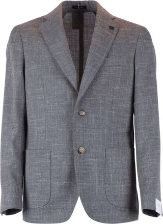 Breras Milano Grey Textured Two Button Blazer